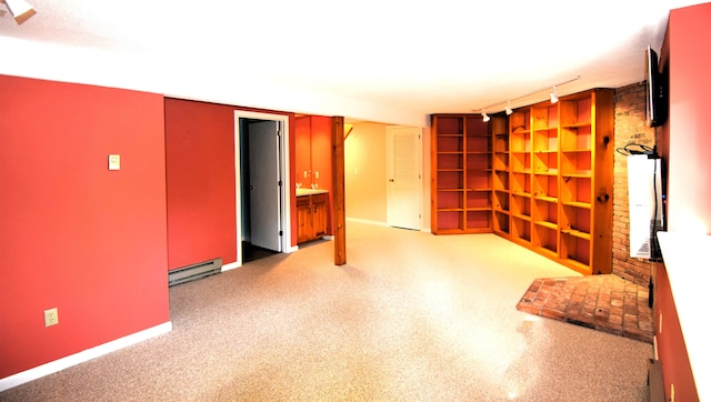 interior space with a baseboard heating unit