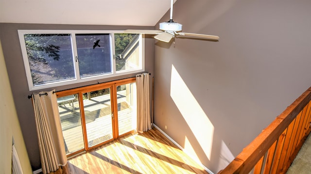 details featuring ceiling fan and hardwood / wood-style flooring