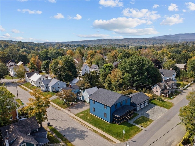 aerial view with a mountain view