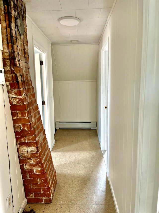 hallway featuring a baseboard heating unit