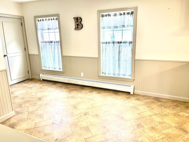 empty room with a baseboard radiator