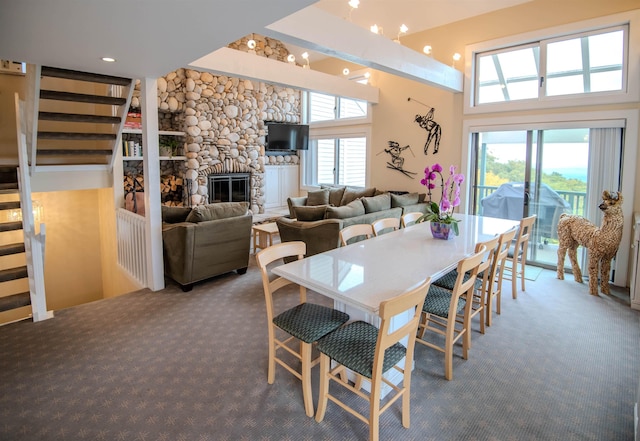 226 Okemo Trailside Ext Unit 47C, Ludlow, VT 05149 - dining area featuring stairway, a wealth of natural light, and carpet