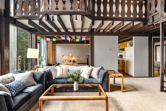 living room featuring carpet floors