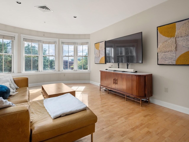 living room featuring light hardwood / wood-style flooring