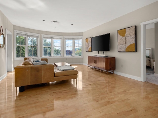 living room with light wood-type flooring