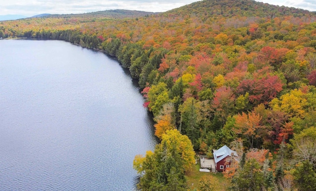 aerial view with a water and mountain view