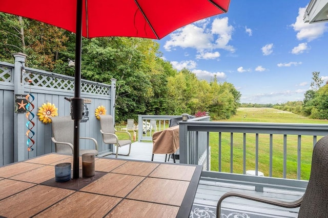 wooden deck with a yard