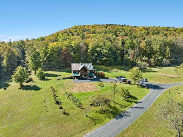 birds eye view of property featuring a rural view