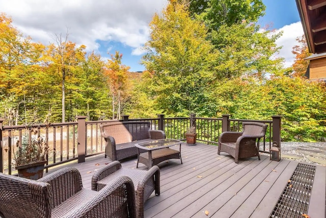 16 Crooked Mountain Rd, Lincoln, NH 03251 - wooden deck featuring an outdoor living space with a fire pit