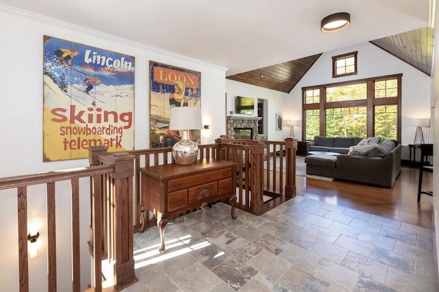 16 Crooked Mountain Rd, Lincoln, NH 03251 - hallway with high vaulted ceiling