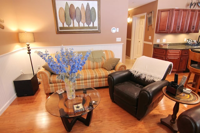 living room with light wood-type flooring