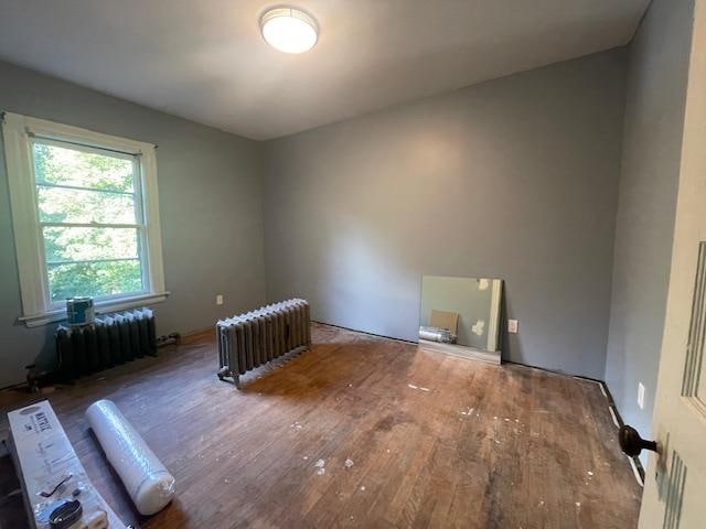 spare room with radiator and wood-type flooring