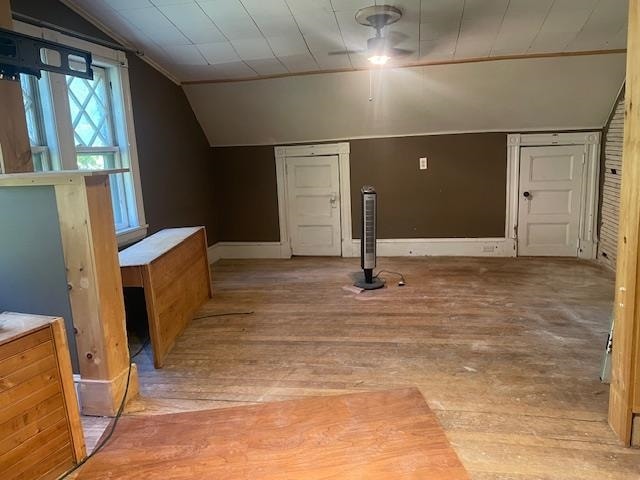 basement with light wood-type flooring