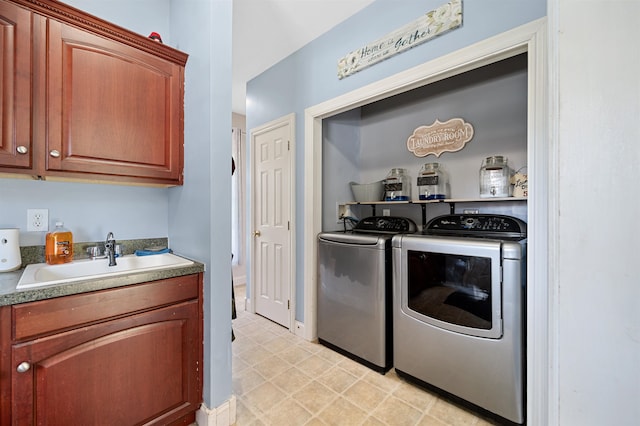 laundry area featuring washer and clothes dryer and sink