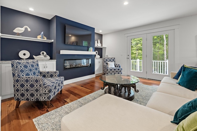 living room with hardwood / wood-style floors