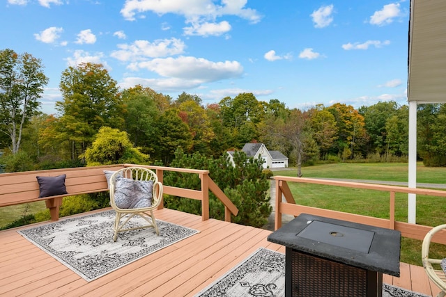 deck featuring a yard