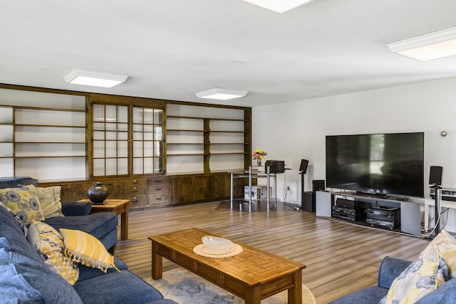 living room with hardwood / wood-style flooring