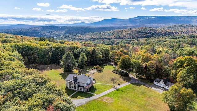 birds eye view of property featuring a mountain view