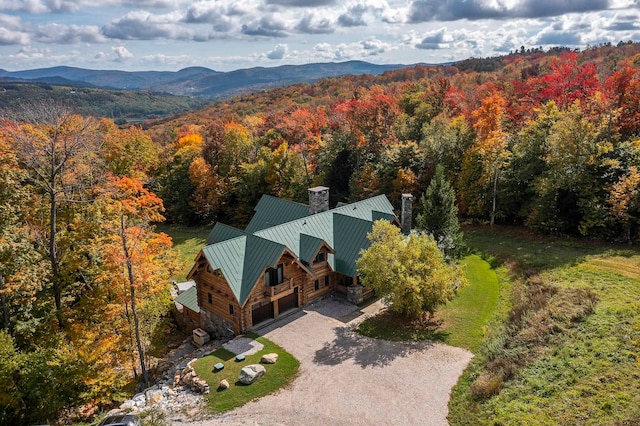 bird's eye view with a mountain view