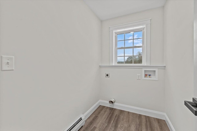 laundry room featuring hookup for an electric dryer, dark hardwood / wood-style flooring, and hookup for a washing machine