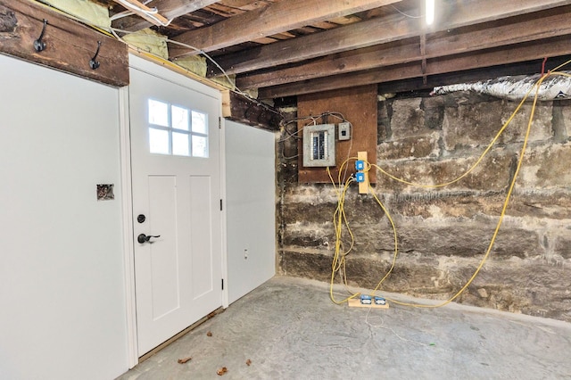 basement with electric panel