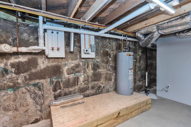 basement with electric water heater