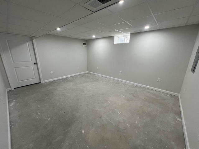 basement with a drop ceiling