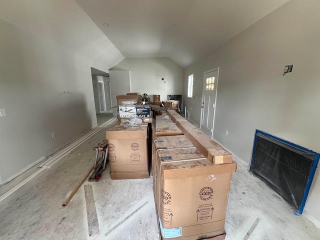 miscellaneous room featuring vaulted ceiling