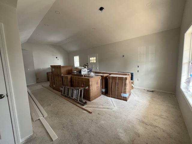 interior space with lofted ceiling