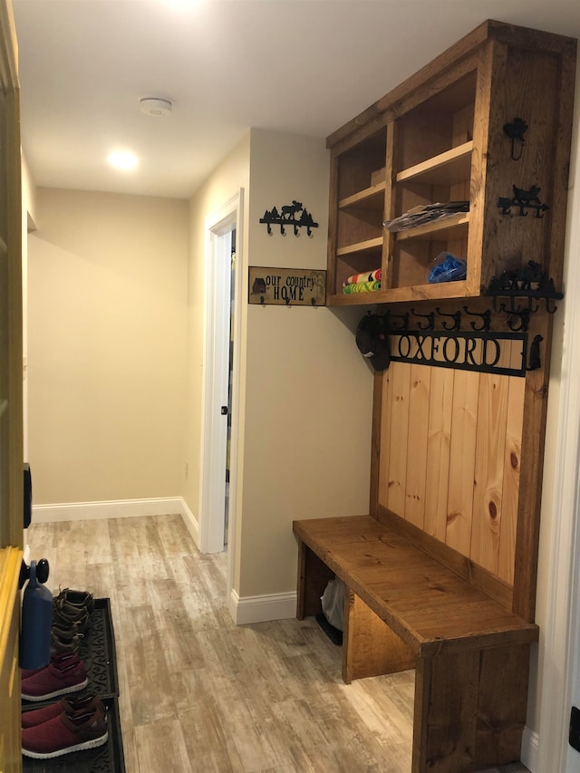 mudroom with light wood-type flooring