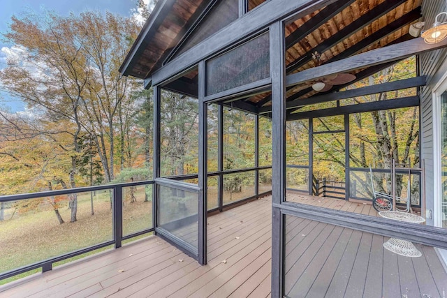 deck featuring a sunroom