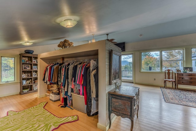 bedroom featuring light hardwood / wood-style flooring and a closet