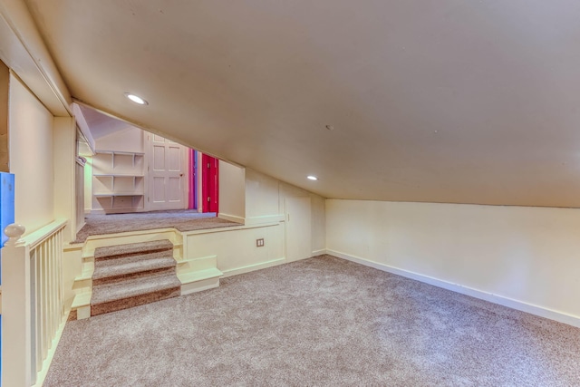 428 Pearl Lake Rd, Sugar Hill, NH 03586 - additional living space featuring carpet floors, lofted ceiling, and recessed lighting