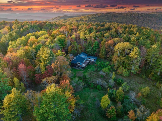 aerial view at dusk with a mountain view