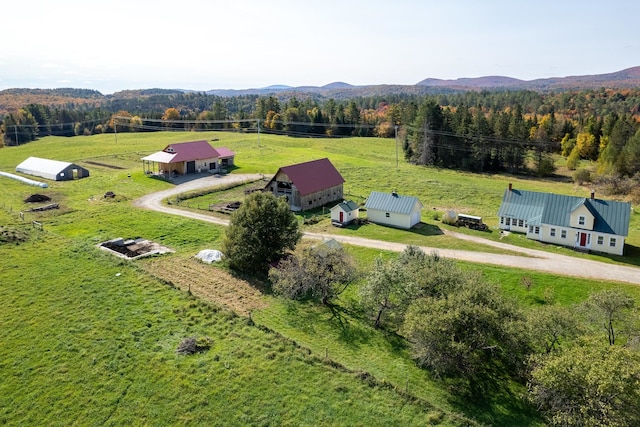 birds eye view of property with a mountain view