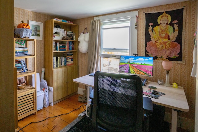 home office featuring light wood-type flooring