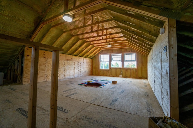 view of unfinished attic