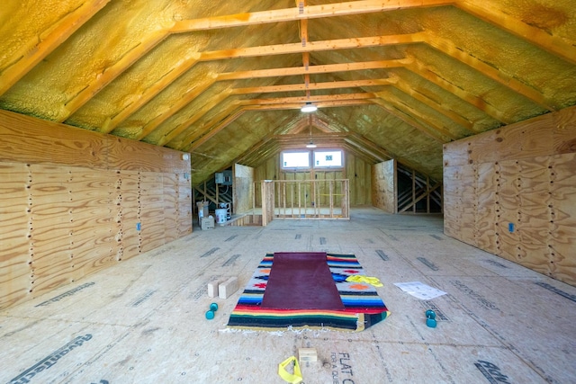 view of unfinished attic