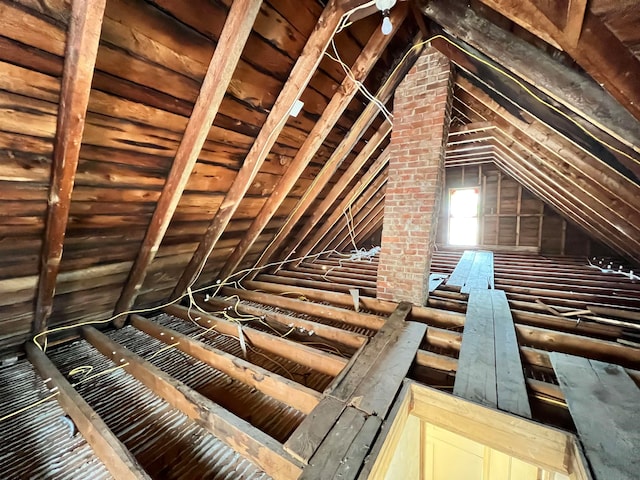 view of unfinished attic