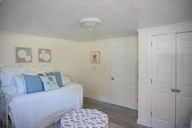 interior space with dark wood-type flooring