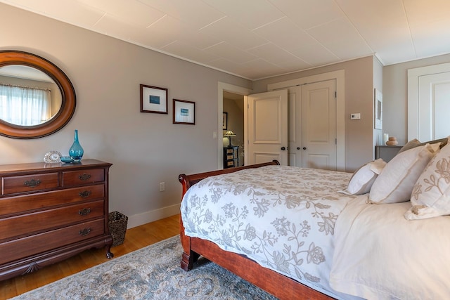 bedroom featuring a closet and hardwood / wood-style flooring