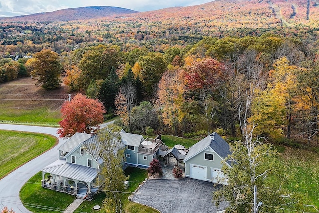 drone / aerial view with a mountain view