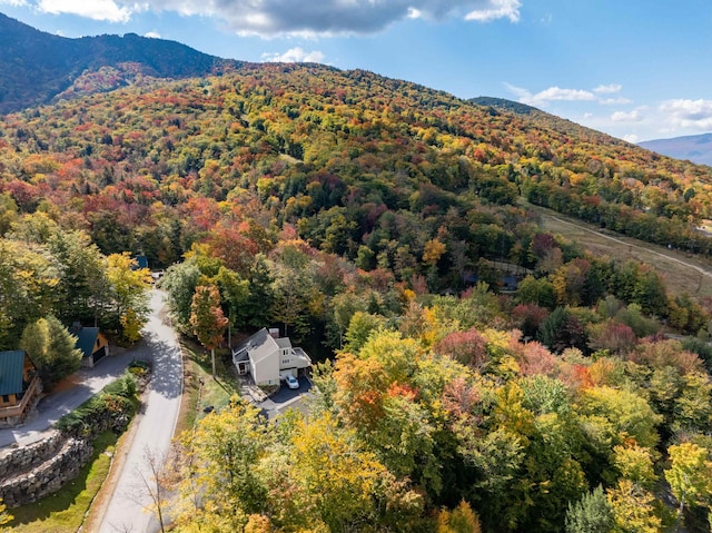 drone / aerial view featuring a mountain view