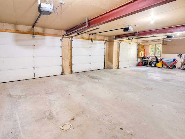 garage with a garage door opener