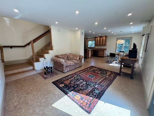 living room featuring sink