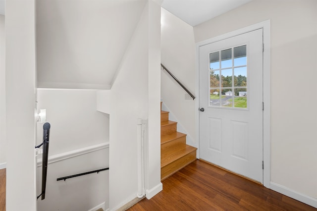 foyer with hardwood / wood-style flooring