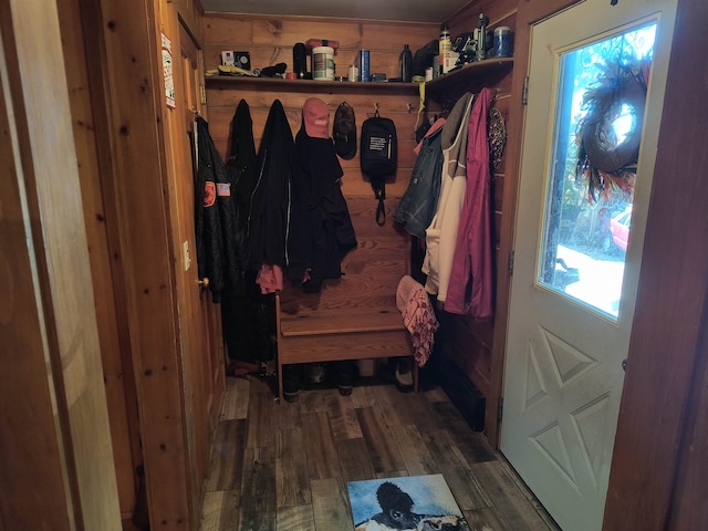 mudroom with dark hardwood / wood-style flooring