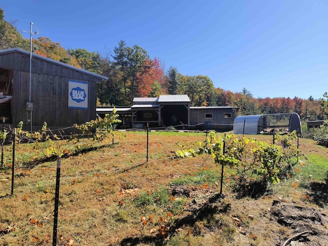 view of yard with an outbuilding