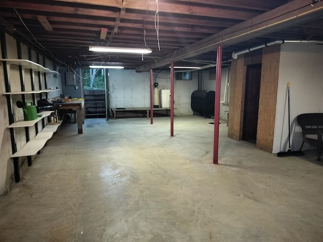 basement with electric panel