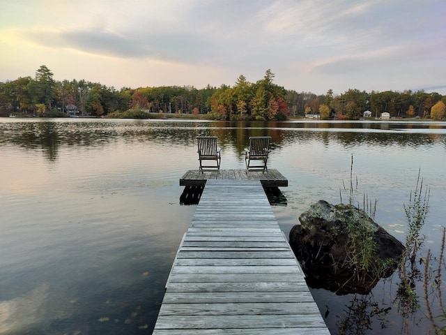 view of dock featuring a water view